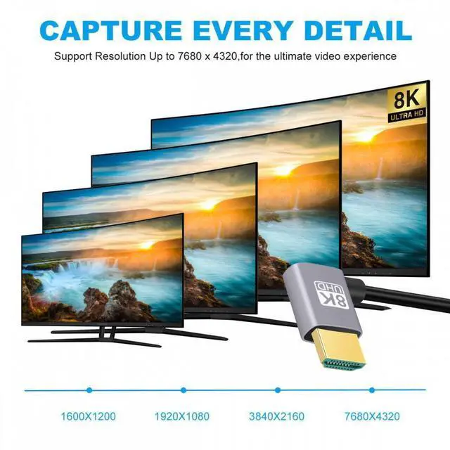 Alt view image 4 of 7 - Cablecc HDMI 2.1 Ultra Thin HDTV Cable 8K 4K Hyper Super Flexible Slim Cord Left Angled to Left Angled 90 Degree Type-A  for Computer HDTV