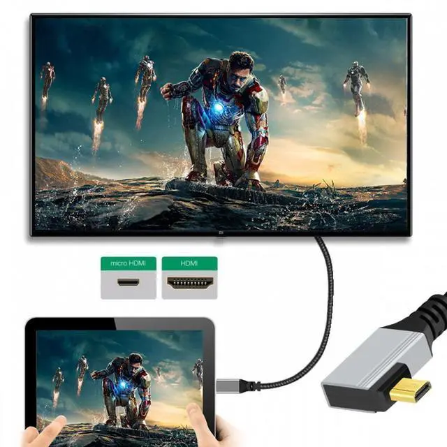 Alt view image 5 of 7 - Xiwai 90 Degree Right Angled Micro HDMI 2.1 Ultra Thin HDTV Cable 8K 4K Hyper Super Flexible Slim Cord Type-A to Type-D for Camera HDTV