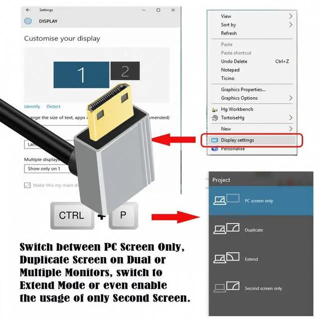 Alt view image 6 of 7 - CY 90 Degree Down Angled Mini HDMI 2.1 Ultra Thin HDTV Cable 8K 4K Hyper Super Flexible Slim Cord Type-A to Type-C for Camera HDTV