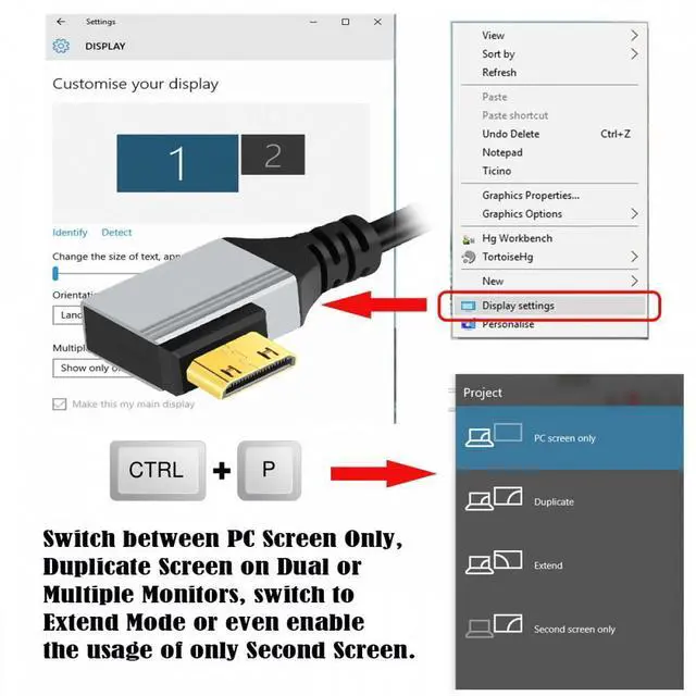 Alt view image 7 of 7 - CY 90 Degree Right Angled Mini HDMI 2.1 Ultra Thin HDTV Cable 8K 4K Hyper Super Flexible Slim Cord Type-A to Type-C for Camera HDTV