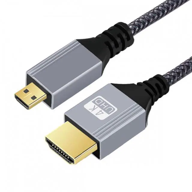 Alt view image 2 of 7 - CY 1.0M HDMI 2.0 Male to Micro HDMI Type-D Male 4K 60hz Cable with Sleeve Straight Connector for HDTV Computer Laptop Monitor