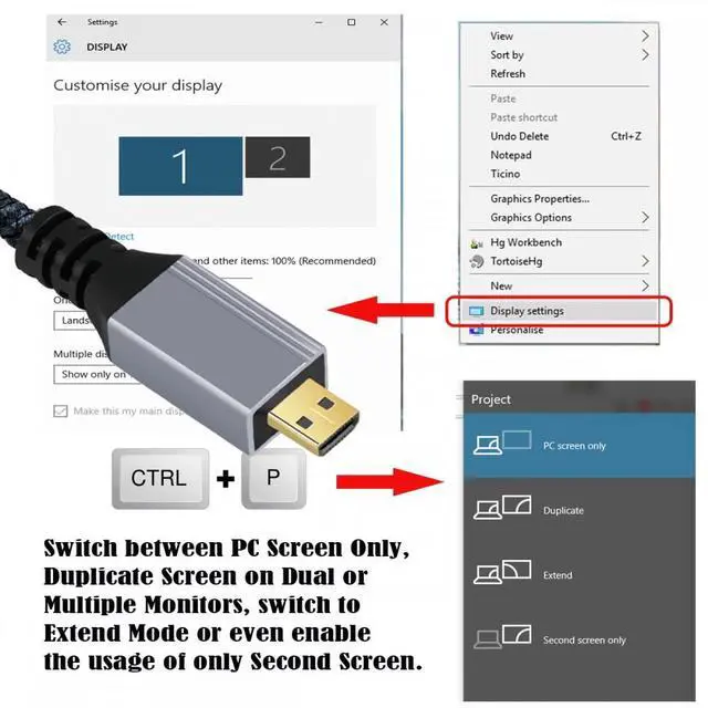 Alt view image 6 of 7 - CY 1.0M HDMI 2.0 Male to Micro HDMI Type-D Male 4K 60hz Cable with Sleeve Straight Connector for HDTV Computer Laptop Monitor