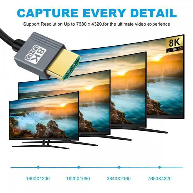 Alt view image 5 of 7 - CY HDMI 2.1 Male to HDMI Male 8K 60hz Stretch Coiled Cable Left Angled 90 Degree for HDTV Computer Laptop Monitor