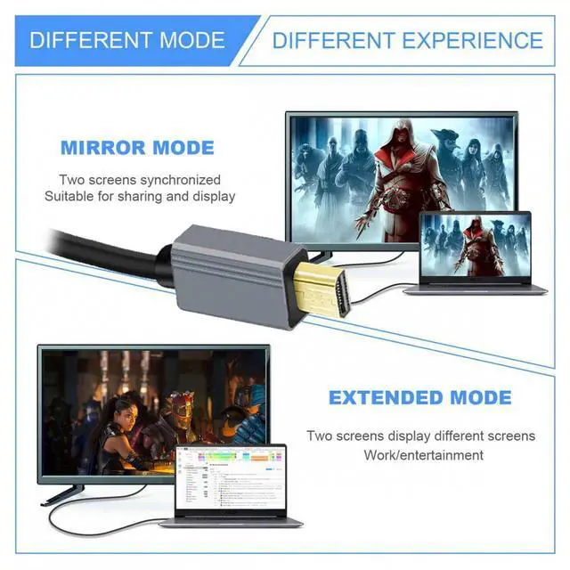 Alt view image 6 of 7 - CY Micro HDMI 2.1 Male Type-D to HDMI Male 8K 60hz Stretch Coiled Cable 100cm for HDTV Camera Laptop Monitor