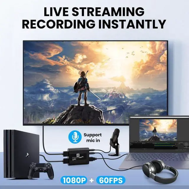 Alt view image 3 of 7 - Cablecc HDMI Capture Card 4K Video Live Streaming USB Data for Camera Game Set-Top Box Recording Computer DVD