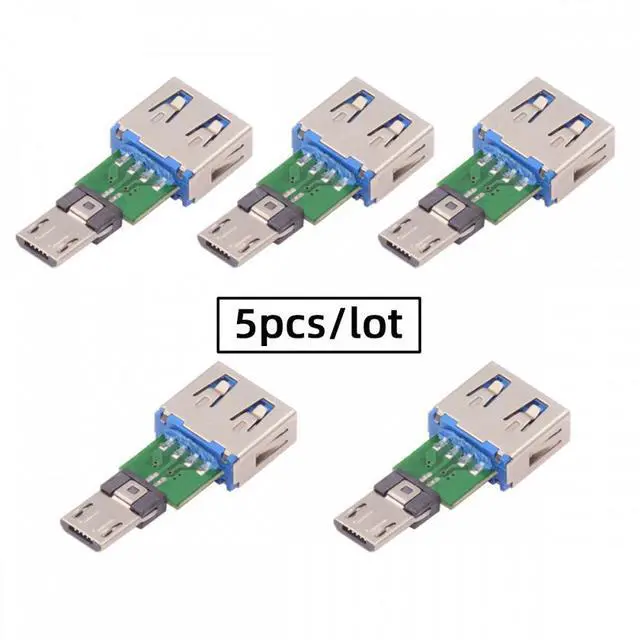 Alt view image 5 of 7 - Cablecc 5pcs/lot Micro USB 2.0 5Pin Male Connector to USB Type-A Female OTG Data PCBA Adapter for Tablet Phone