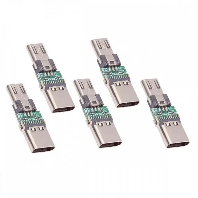 Alt view image 2 of 7 - Xiwai 5pcs/lot Micro USB 2.0 5Pin Male Connector to USB Type-C Female Power Data PCBA Adapter for Tablet Phone Laptop