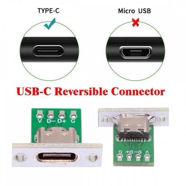 Alt view image 4 of 7 - Jimier 5pcs/set DIY OEM Type C Female Socket Connector Panel Mount Type with PC Board 24pin USB 2.0 Pinout