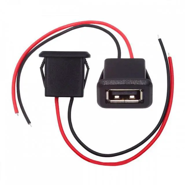 Alt view image 2 of 7 - Jimier 2pcs/set DIY OEM Type A Female Socket to 2Pin Open Cable Latch Mount Type DC 5V Power