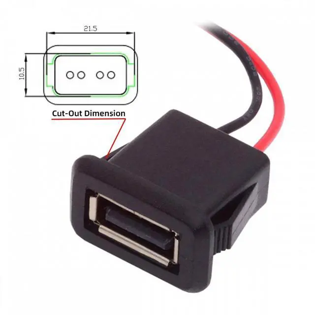 Alt view image 6 of 7 - Jimier 2pcs/set DIY OEM Type A Female Socket to 2Pin Open Cable Latch Mount Type DC 5V Power