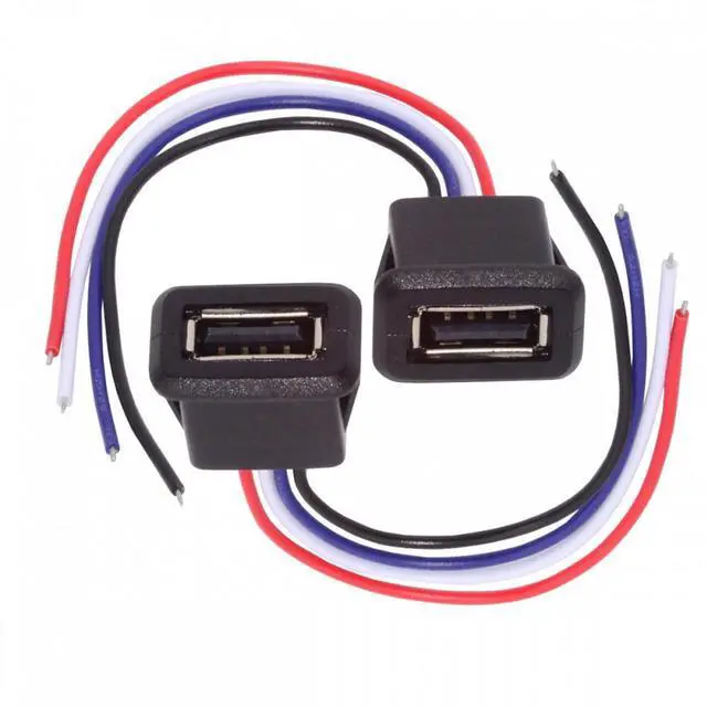 Alt view image 2 of 7 - Jimier 2pcs/set DIY OEM Type A Female Socket to 4Pin Open Cable Latch Mount Type DC 5V Power Data