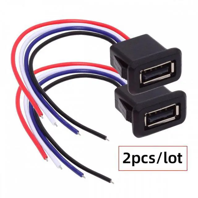 Alt view image 3 of 7 - Jimier 2pcs/set DIY OEM Type A Female Socket to 4Pin Open Cable Latch Mount Type DC 5V Power Data