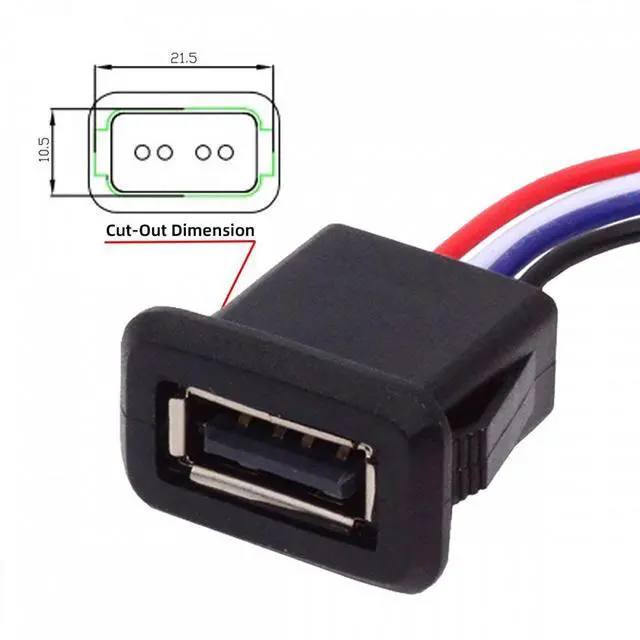 Alt view image 6 of 7 - Jimier 2pcs/set DIY OEM Type A Female Socket to 4Pin Open Cable Latch Mount Type DC 5V Power Data