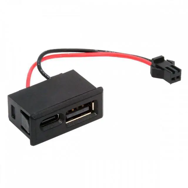 Alt view image 2 of 7 - Jimier DIY OEM Type-A & Type-C Female Socket Horizontal to 2Pin Header Cable Pitch=2.54mm Latch Mount Type DC 5V Power