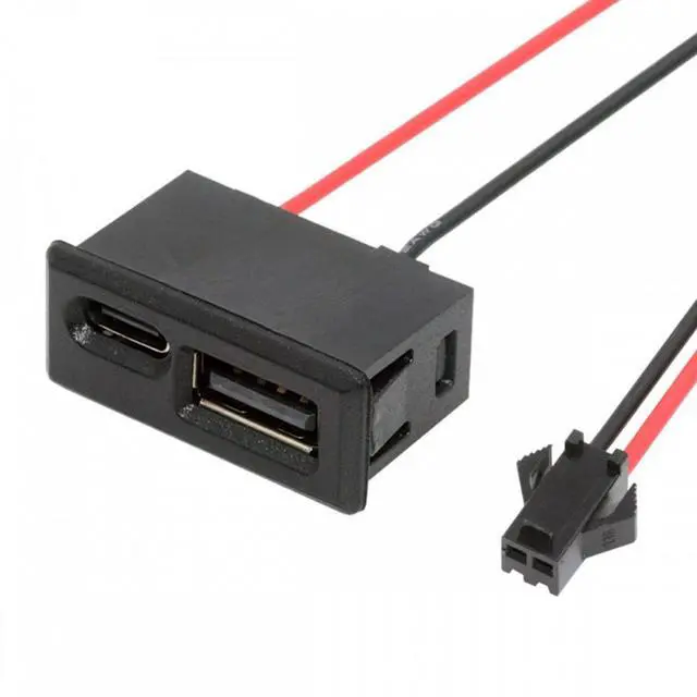 Alt view image 7 of 7 - Jimier DIY OEM Type-A & Type-C Female Socket Horizontal to 2Pin Header Cable Pitch=2.54mm Latch Mount Type DC 5V Power