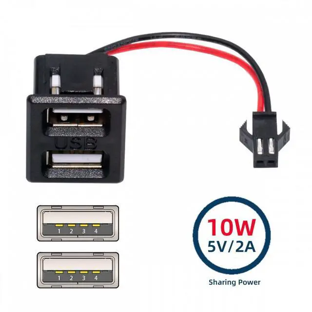 Alt view image 6 of 7 - Jimier DIY OEM Dual Type-A Female Socket to 2Pin Header Cable Pitch=2.54mm Latch Mount Type DC 5V Power