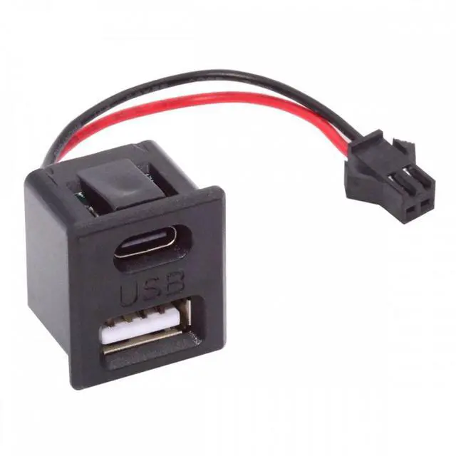 Alt view image 2 of 7 - Jimier DIY OEM Type-C & Type-A Female Socket to 2Pin Header Cable Pitch=2.54mm Latch Mount Type DC 5V Power