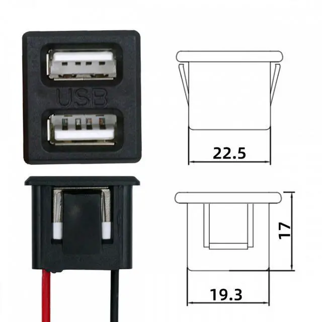 Alt view image 7 of 7 - Jimier DIY OEM Dual Type-A Female Socket to 2Pin Header Cable Pitch=2.54mm Latch Mount Type DC 5V Power