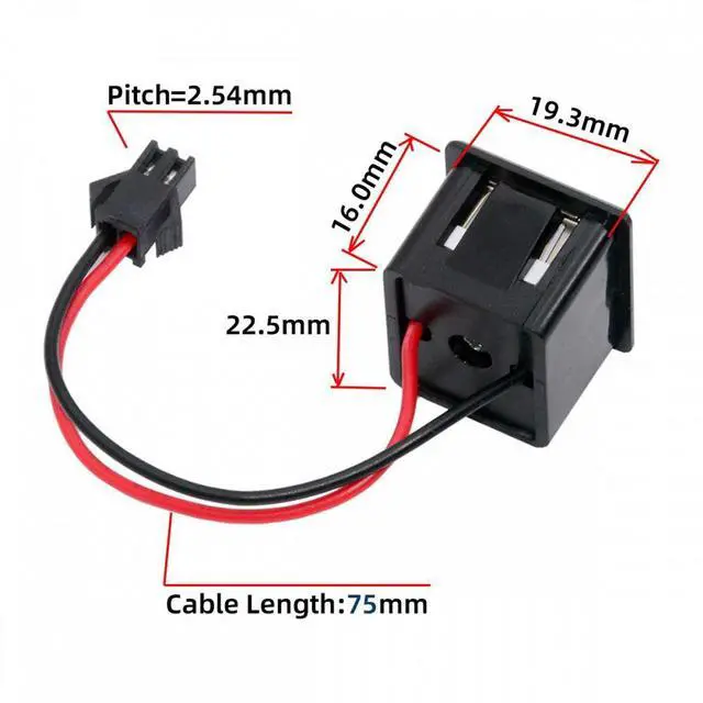 Alt view image 3 of 7 - Jimier DIY OEM Type-C & Type-A Female Socket to 2Pin Header Cable Pitch=2.54mm Latch Mount Type DC 5V Power