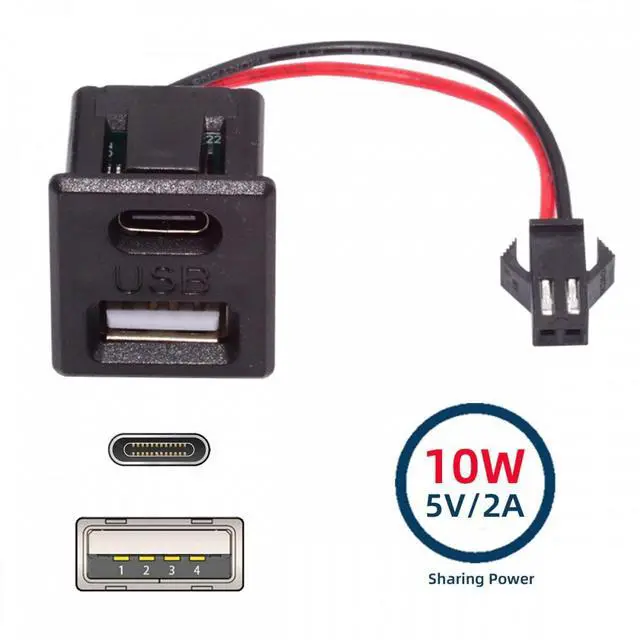 Alt view image 6 of 7 - Jimier DIY OEM Type-C & Type-A Female Socket to 2Pin Header Cable Pitch=2.54mm Latch Mount Type DC 5V Power