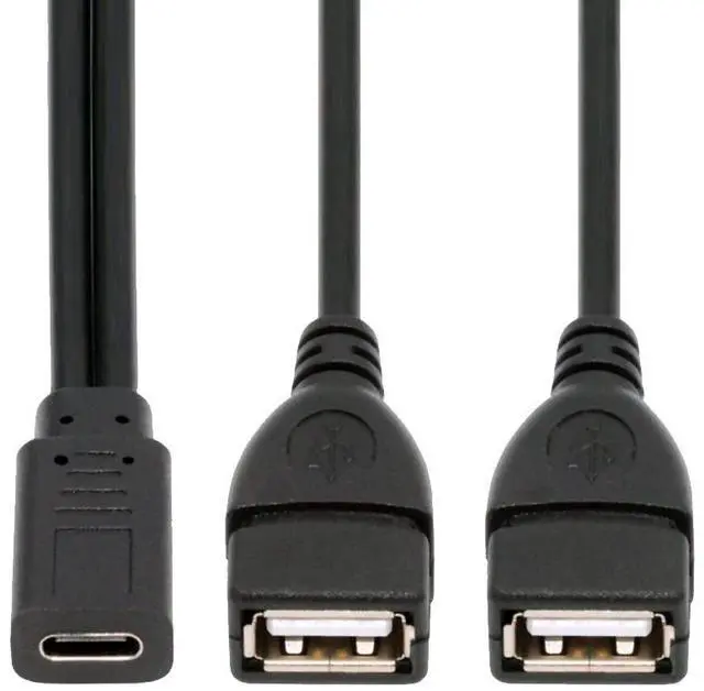 Alt view image 2 of 7 - Jimier Type-C USB-C Female DC 5V to Dual USB 2.0 Standard Type-A Female Splitter Extension Charge Cable