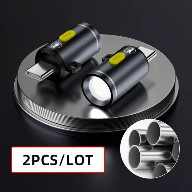 Alt view image 3 of 7 - Jimier 2pcs/set USB-C Type-C Male LED Light Interior Atmosphere Lighting for Outdoors Walking Cycling Phone Laptop Charger Night Lamp 210 Lumens