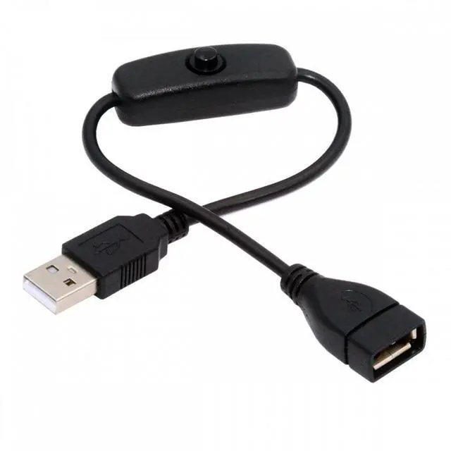Alt view image 2 of 7 - CY USB2.0 Cable with On Off Power Switch Button USB Type-A Male to Female for DC 5V Desk Lamp Fan Camera