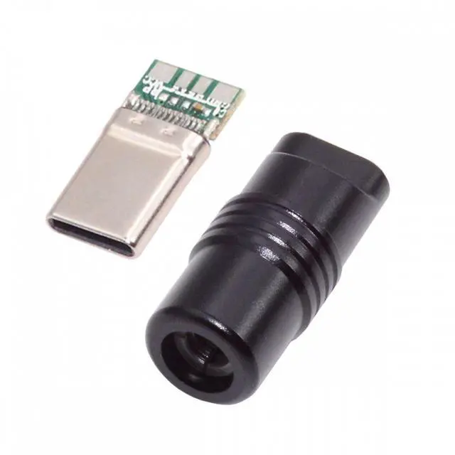 Alt view image 2 of 7 - Jimier USB 3.1 Type-C Male Plug Connector Solder Type with Aluminum Alloy Shell Black Customization for 4.0mm~6.0mm Cable