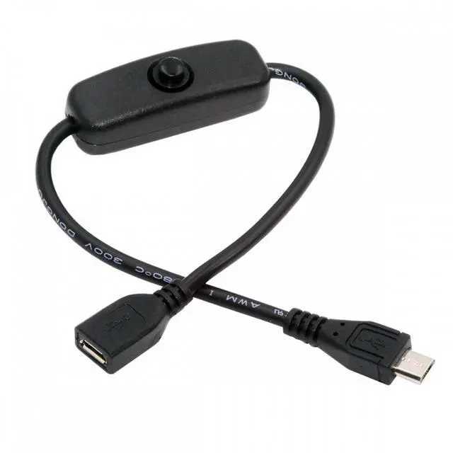 Alt view image 2 of 7 - Cablecc Micro USB2.0 Cable with On Off Power Switch Button Micro 5Pin Male to Female for DC 5V Desk Lamp Fan Camera
