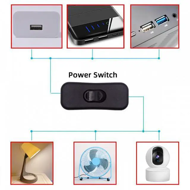 Alt view image 4 of 7 - CY Universal Interruptor 318 Switch Cord Inline On-Off Switch DPST Control Rocker for Bedroom Table Lamp Desk Light Strip