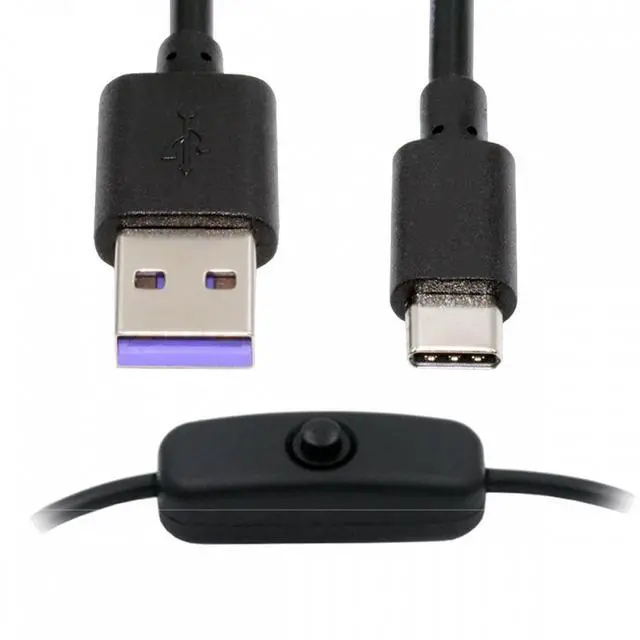 Alt view image 2 of 7 - Cablecc Type-C USB2.0 to Type-A Cable with On Off Power Switch Button USB-C for DC 5V Desk Lamp Fan Camera