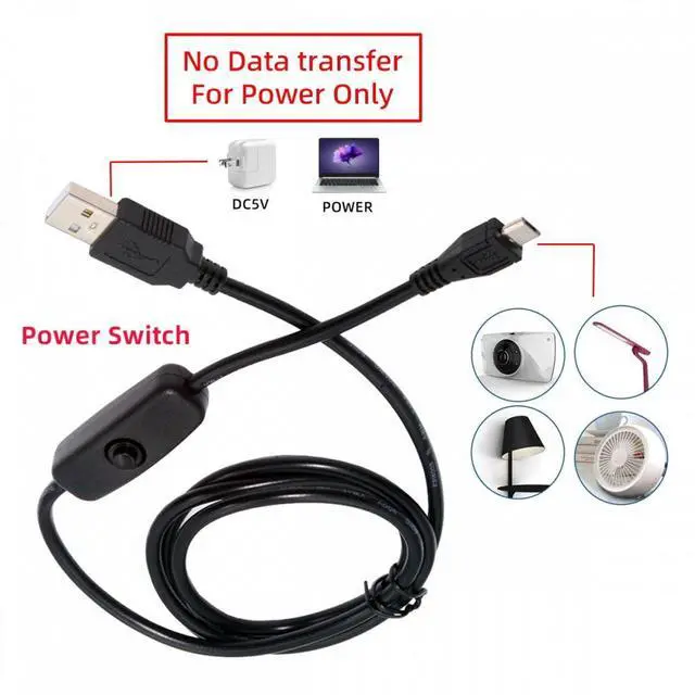 Alt view image 7 of 7 - CY Micro USB2.0 to Type-A Cable with On Off Power Switch Button Micro 5Pin for DC 5V Desk Lamp Fan Camera