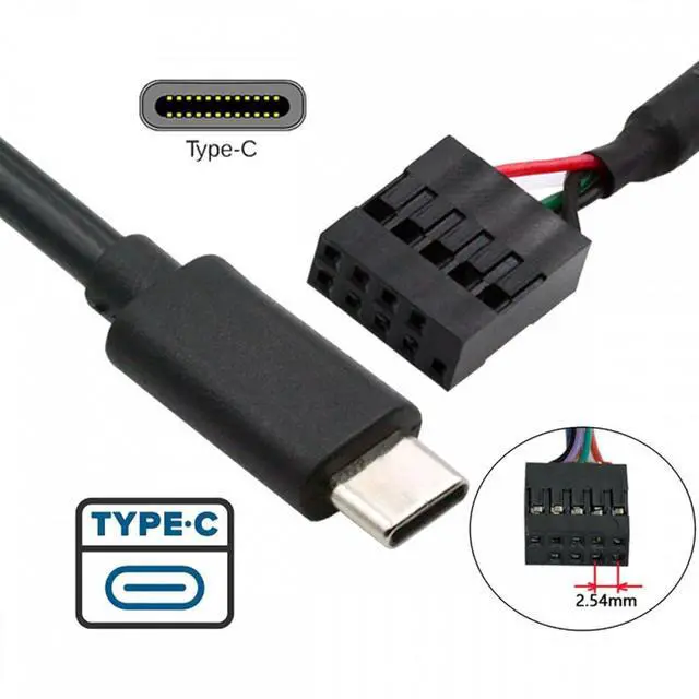 Alt view image 3 of 7 - Xiwai USB 2.0 Motherboard 9pin 10pin Header to Type-C USB-C Cable 50cm for Mini Monitor Sensor Panel Camera