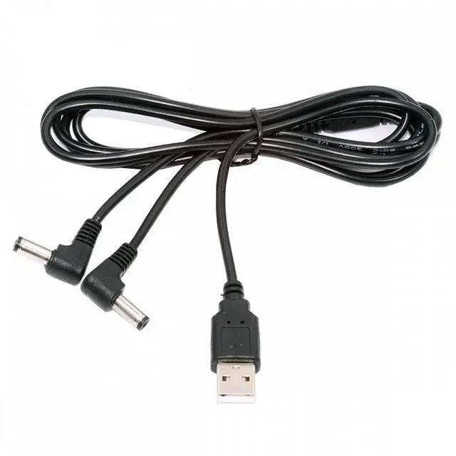 Alt view image 3 of 7 - Xiwai USB Type-A Male to Dual 5.5x2.1mm DC 5V Power Plug Splitter Right Angled 90 Degree Connector Charge Cable