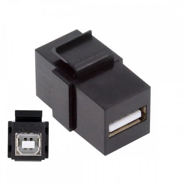 Alt view image 2 of 7 - Cablecc USB2.0 A Female to Type-B Female Extension Keystone Jack Coupler Adapter for Wall Plate Panel USB Cable