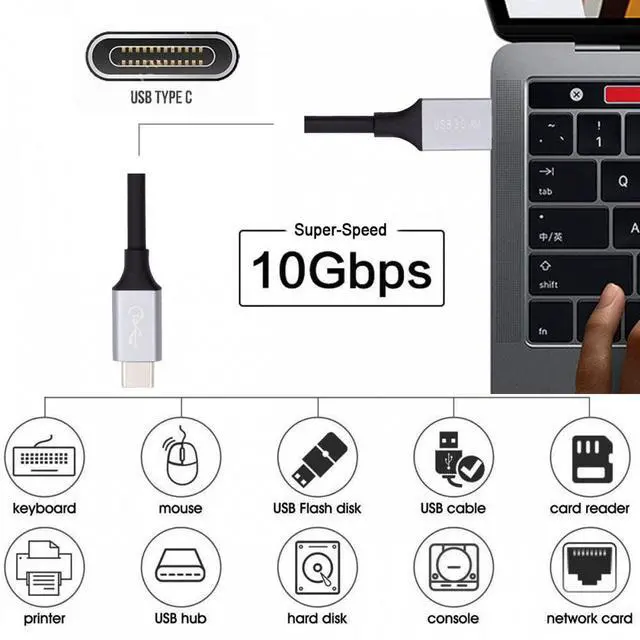 Alt view image 6 of 7 - Jimier 30cm 10Gbps USB 3.1 Type C Male to USB3.0 Type A Male Data Power Cable 5V3A for Laptop Phone Disk