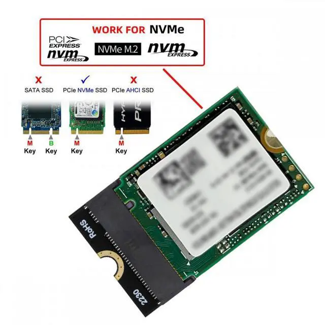 Alt view image 5 of 7 - CY 2230 NGFF A+E-Key Male to NVME M-key Female Extension PCI-E 4.0 Adapter with Bracket for Laptop Mainboard SSD 2280