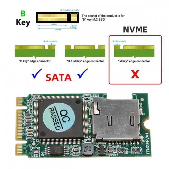 Alt view image 4 of 7 - CY 22x42mm M.2 NGFF B-Key to Micro SD T-Flash TF Card Rearder B+M Key Adapter Embedded for Industrial Mobile SSD