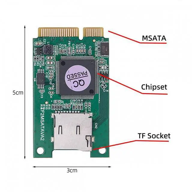 Alt view image 3 of 7 - Cablecc 30x50mm MSATA to Micro SD T-Flash TF Card Rearder Adapter Embedded for Industrial Mobile SSD