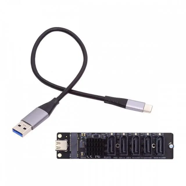 Alt view image 3 of 7 - Cablecc 10Gbps USB-C Type-C to NGFF Key B+M SATA 6Gbps 5 Ports Adapter Converter PM Port Multiplier Selector JMB575 JMS580