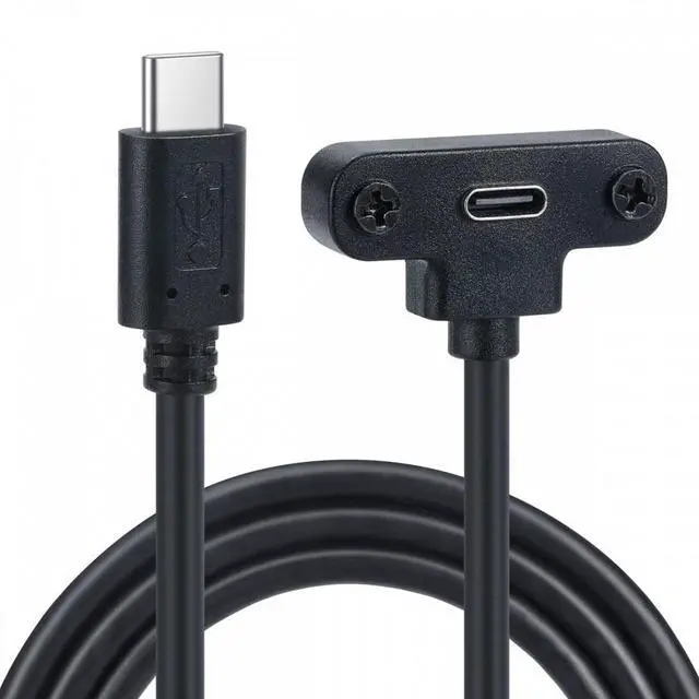 Alt view image 2 of 7 - Jimier USB-C 480Mbps Type-C Male to Up Angled Female Extension Data Screw Locking Cable for Camera VR