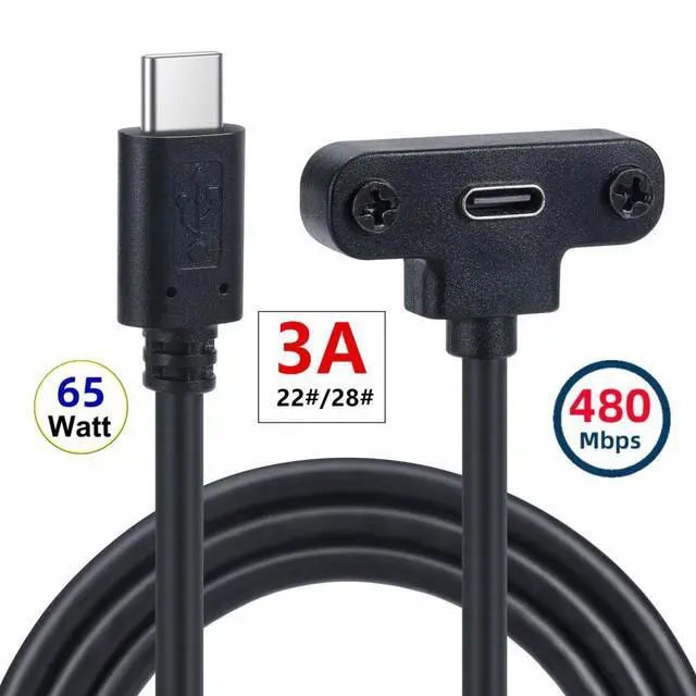 Alt view image 6 of 7 - Jimier USB-C 480Mbps Type-C Male to Up Angled Female Extension Data Screw Locking Cable for Camera VR