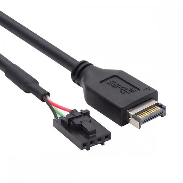 Alt view image 2 of 7 - Jimier USB 3.1 Front Panel Header Male Type-E Host to USB 2.0 Motherboard 4pin IDC Housing with Latch Device Cable 30cm