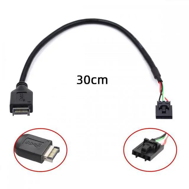 Alt view image 3 of 7 - Jimier USB 3.1 Front Panel Header Male Type-E Host to USB 2.0 Motherboard 4pin IDC Housing with Latch Device Cable 30cm