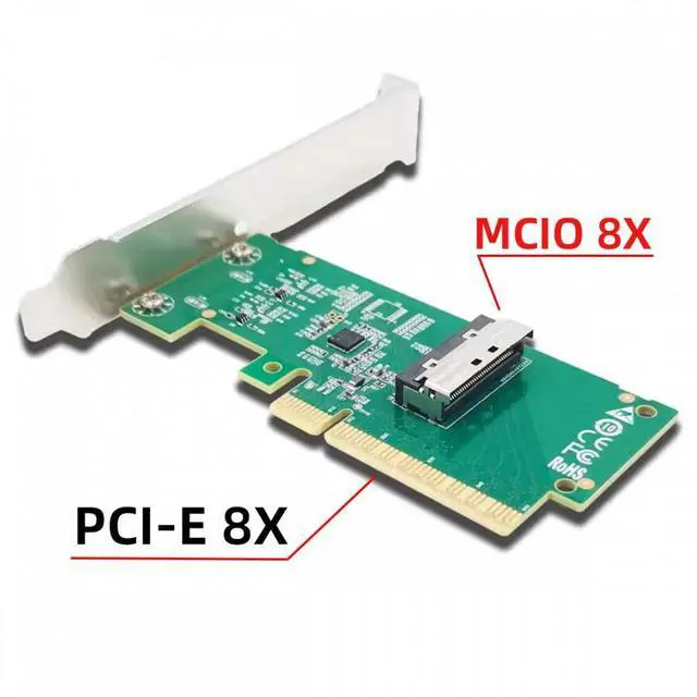Alt view image 3 of 7 - Xiwai PCIE5.0 PCI-Express 8x to MCIO 8i Mini Cool Edge IO SFF-TA-1016 VROC Adapter for Mainboard SSD Graphics Card