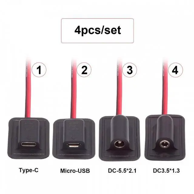 Alt view image 3 of 7 - Jimier 4pcs/lot Type-C Micro-USB DC 5.5x2.1mm 3.5X1.35mm Power Extension Cable for Backpack Charging Electric Heating Pads