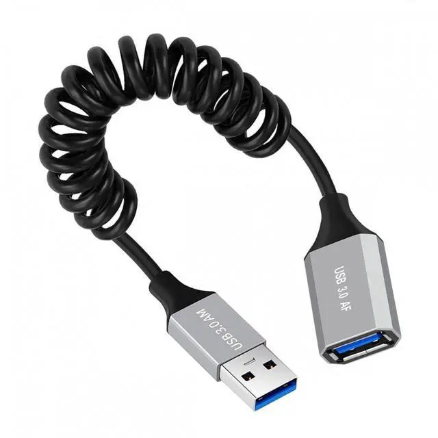 Alt view image 2 of 7 - Jimier USB 3.0 Type-A Male to USB3.0 A Female Stretch Coiled Cable 100cm Extension 5Gbps for Disk SSD Camera Data