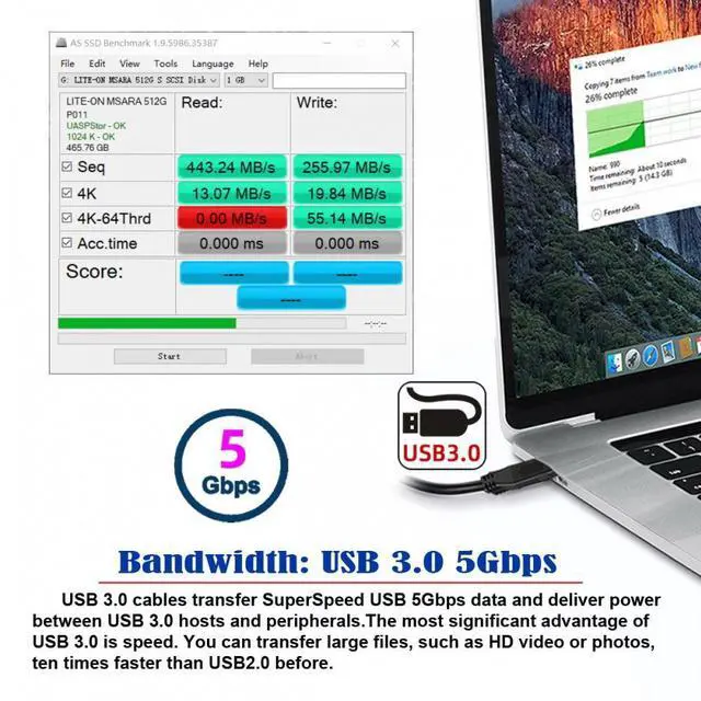 Alt view image 5 of 7 - Jimier USB 3.0 Type-A Male to USB3.0 A Male Stretch Coiled Cable 100cm Extension 5Gbps for Disk SSD Camera Data