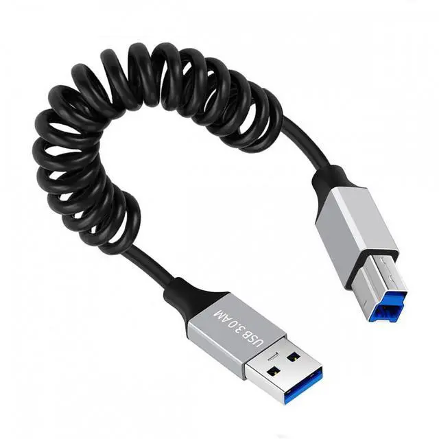 Alt view image 2 of 7 - Jimier USB 3.0 Type-A Male to USB3.0 Type-B Male Stretch Coiled Cable 100cm Extension 5Gbps for Disk Printer Camera Data