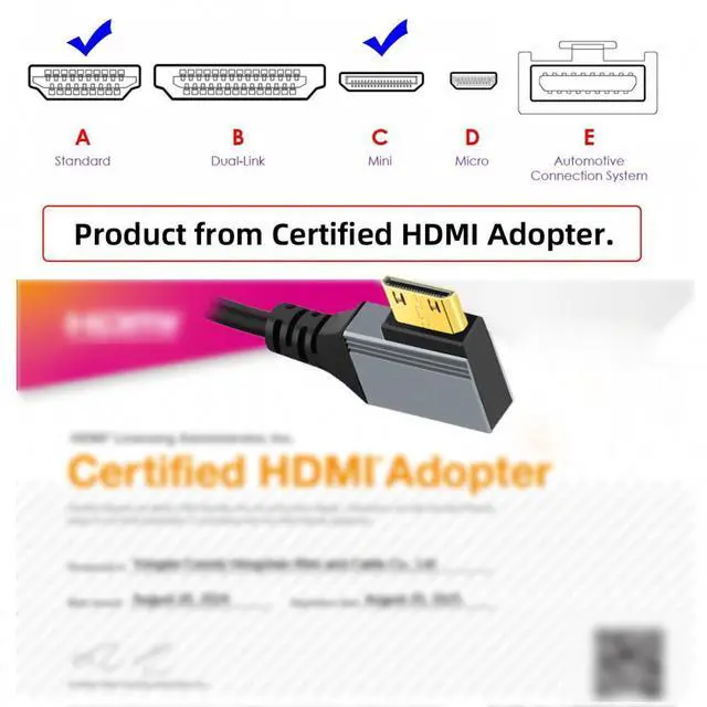 Alt view image 6 of 7 - Xiwai 90 Degree Right Angled Mini HDMI 2.1 Male to HDMI Male 8K 60hz Stretch Coiled Cable 100cm for HDTV Computer Laptop Monitor